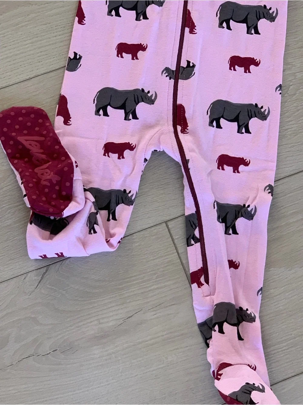 Leveret Baby Girl Pink Rhino Footed/zipper Pajamas Snug Sleepware NWT 12-18M
